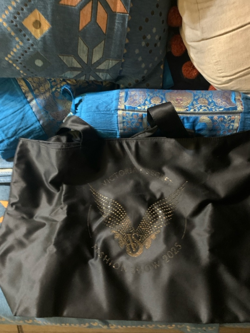 Victoria's Secret Black Tote with Gold Studded Logo